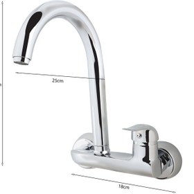 تصویر شیر ظرفشویی دیواری پادرا مدل آلفا کروم Padra wall-mounted faucet, Alpha Chrome model