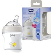 تصویر شیشه شیر نچرال فیلینگ چیکو مناسب بدو تولد مورب طرحدار حجم 150 میلی لیتر Chicco natural feeling baby bottle suitable for birth with normal patterned flow 150ml