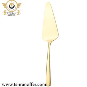 تصویر کفگیر سرو کیک ناب استیل طرح فلورانس دور طلایی (1 پارچه) Nab-Steel Florence Steel Round Gold Cake Server 1 Pieces