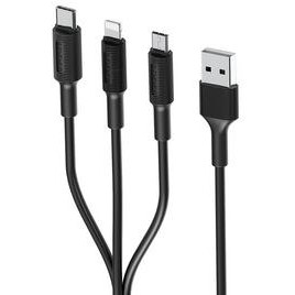 تصویر کابل تبدیل USB به microUSB / USB-C / لایتنینگ اکسپلور مدل XP-F3N1 طول 1 متر 