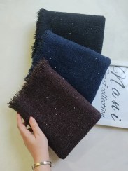 تصویر شال بوکله پولکی - سورمه ای 