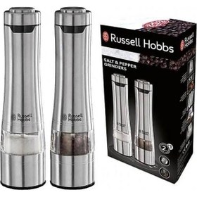 تصویر آسیاب دستی قهوه و ادویه فلزی اسیباب مجموعه چرخ های نمک فلفل فولاد ضد زنگ Russell Hobbs 