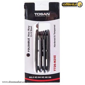 تصویر ست آلن شش پر چاقویی توسن مدل T726 - N Tosan T726 - N Foldable Hex Key Set