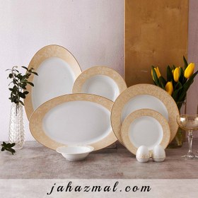 تصویر سرویس چینی زرین 6 نفره غذاخوری گلدن رز (28 پارچه) Zarin Iran ItaliaF Rose-Garden 28 Pieces Porcelain Dinnerware Set