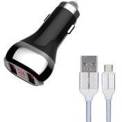 تصویر شارژر فندکی الدینیو مدل C2 به همراه کابل تبدیل microUSB LDNIO C2 Car Charger with microUSB Cable