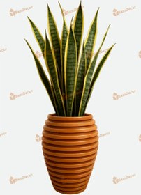 تصویر گلدان چوبی کنار سالنی جدید 