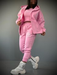 تصویر ست سه تیکه زنانه دورس فری سایز رنگ قهوه‌ای و مشکی و قرمز 