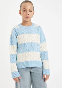 تصویر پلیور دخترانه آبی روشن دفکتو 