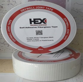 تصویر نوار درزگیر (تیپ) فایبر گلاس مش سفید 90 متری HEX(پس کرایه) 