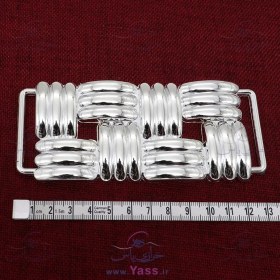 تصویر سگک دستک دار نقره ای 4 سانت طرح حصیری 