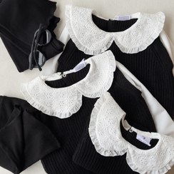 تصویر ست مشکی بافت یقه دانتل 