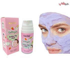 تصویر ماسک صورت حبابی کلاژن صورتی 105میل کاریته Karite Bubble Clay Collagen Mask Pink 105ml