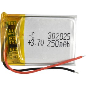 تصویر باتری لیتیوم پلیمر 3.7v ظرفیت 250mA ابعاد 302025 