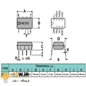 تصویر تراشه تایمر NE555 پکیج DIP 