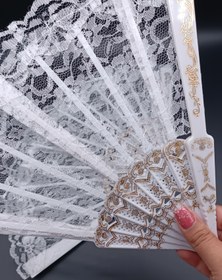 تصویر بادبزن توری سفید / کد 715 