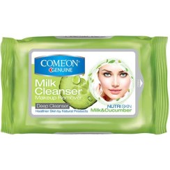 تصویر دستمال مرطوب پاک کننده آرایشی کامان مدل Milk & cucumber تعداد 20 برگی 