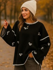 تصویر بلوز بافت زنانه طرح قلب فری سایز رنگی 