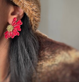 تصویر گوشواره میناکاری - قرمز 