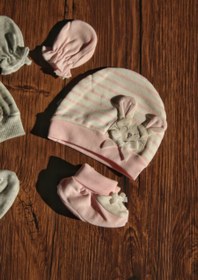 تصویر ست کلاه و دستکش و پاپوش نوزادی پاپو مدل موشی کد 15139 