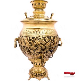 تصویر سماور برقی 50 لیتری قلم کاری ایران نیکل 50 liter electric samovar with Iran nickel