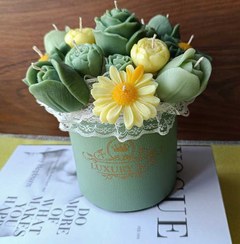 تصویر باکس گل شمعی پاییزه باکس گل شمع سبز و زرد