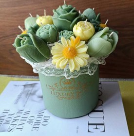 تصویر باکس گل شمعی پاییزه باکس گل شمع سبز و زرد