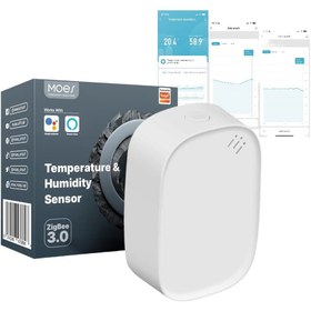 تصویر سنسور هوشمند دما و رطوبت بدون مانیتور زیگبی _ MOES ZigBee Temperatur- und Feuchtigkeitssensor Tuya Moes - ZSS-S010-TH