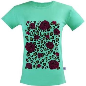 تصویر تی شرت زنانه آکو طرح گل پلنگی کد SC82 