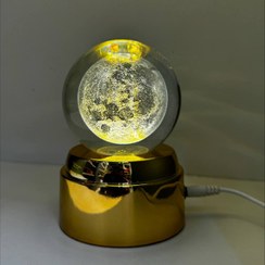 تصویر گوی کریستالی چرخان طرح ماه قطر ۸ سانت 