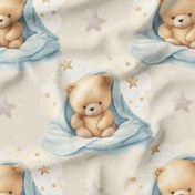 تصویر پارچه مخمل نوزادی طرح کارتونی تدی کد 5013670 