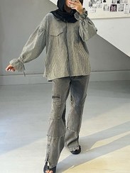 تصویر شومیز آستین بندی طرح دار - 708 