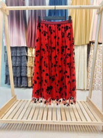 تصویر دامن توری گل مخمل1008 