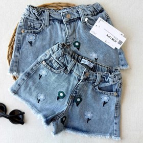 تصویر شلوارک جین گل 