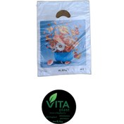 تصویر کیسه نایلون دسته موزی چاپدار کوالا ۲۰*۲۸،بسته ۱۰۰ عددی - گل و پروانه 