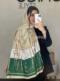 تصویر شال ابریشم GUCCI کرم سبز کد2190 