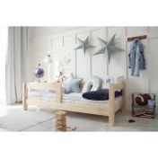 تصویر تخت خواب کودک و نوجوان تمام چوب مدل مینیمال با گارد 