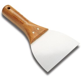 تصویر کاردک استیل دسته چوبی برند دکور کد 004 Dekor Putty Spatula Wood Handle 