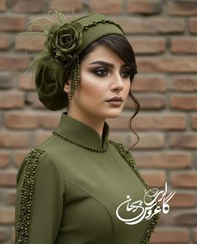 تصویر توربان بغل گلدار کار شده در رنگبندی 