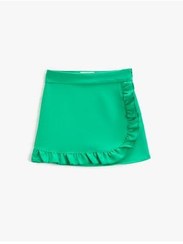 تصویر دامن سبز زنانه بسته شدن زیپ مینی فرلد دو سینه Koton 