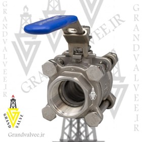 تصویر شیر گازی "1 اینچ 1000 وگ سه تیکه استنلس استیل رزوه ای BALL VALVE 1" 1000WOG 3PC STAINLESS STEEL