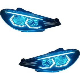 تصویر چراغ جلو خودرو طرح هگزا مناسب برای پژو 206 بسته دو عددی - سفید 