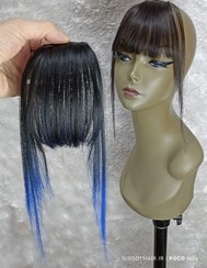 تصویر چتری جلو مو مدل خلوت مشکی با ابی کاربنی امبره 