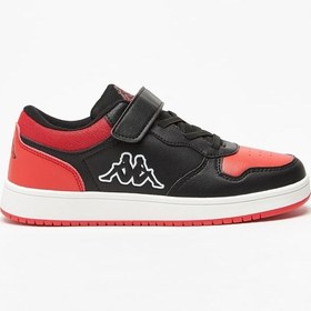 تصویر کفش کتانی پسرانه با طراحی رنگی و جزئیات بند دار با قفل چسبی برند kappa Boys' Colourblock Lace Detail Low Top Sneakers with Hook and Loop Closure