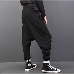 تصویر شلوار هارم مردانه جدید با طراحی کژوال، کراچ پایین، رنگ خاکستری برند generic New Casual Harem Pants Mens Fashion Low Crotch Grey