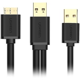 تصویر کابل MICRO USB 3.0 همراه پورت تقویت کننده USB 2.0 (هارد) یوگرین مدل UGREEN US140 به طول 0.5 متر 