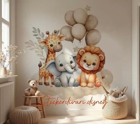 تصویر برچسب دیواری اتاق کودک مدل حیوانات جنگل 