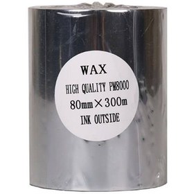 تصویر ریبون پرینتر لیبل زن مدل WAX 80mm x 300m ا WAX 80mm x 300m Label Printer Ribbon WAX 80mm x 300m Label Printer Ribbon