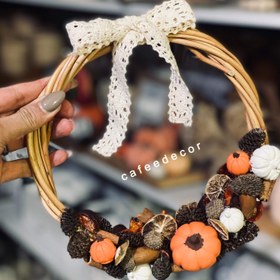 تصویر حلقه چوبی کدو طرح پاییزی 