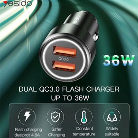 تصویر شارژر فندکی فست شارژ Yesido Y43 QC3.0 2.4A PD 36W Yesido Y43 QC3.0 2.4A PD 36W Fast Car Charger