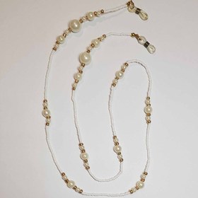 تصویر بند عینک مرواریدی سفید مدل GLSPRL 